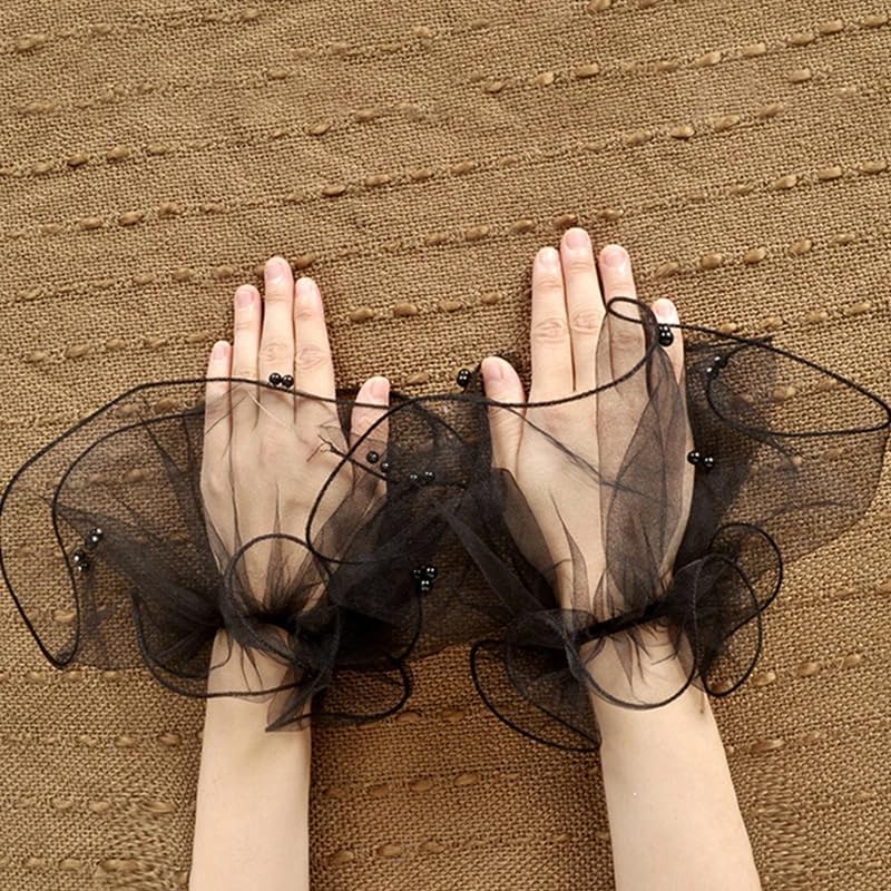 RUSTAMM pearl Lace Mesh hand Sleeves Cuffs Elastic Bracelet Elegant Party Bride Wedding Women Girls Gloves Accessories - Image 3